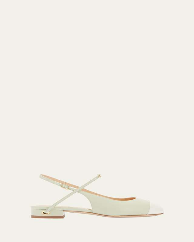 Mattia Bicolor Leather Slingback Ballerina Flats